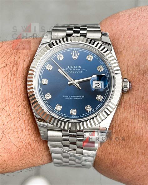 rolex silver blue|rolex datejust 41.